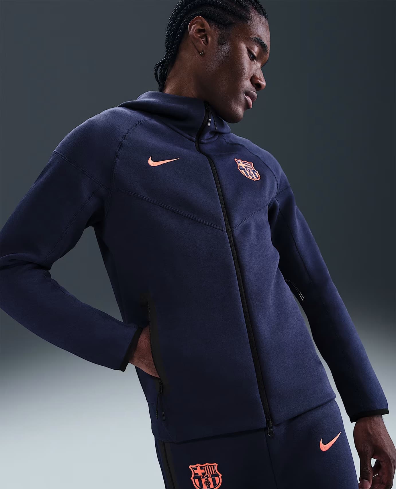 BARCELONA TECH FLEECE NAVY JACKET 2025-26