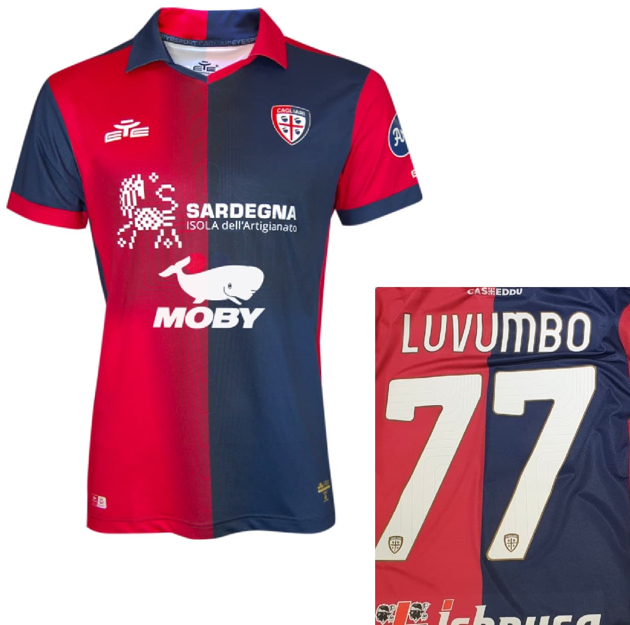 CAGLIARI MAGLIA LUVUMBO ZITO HOME 2023-24 - Immagine 1