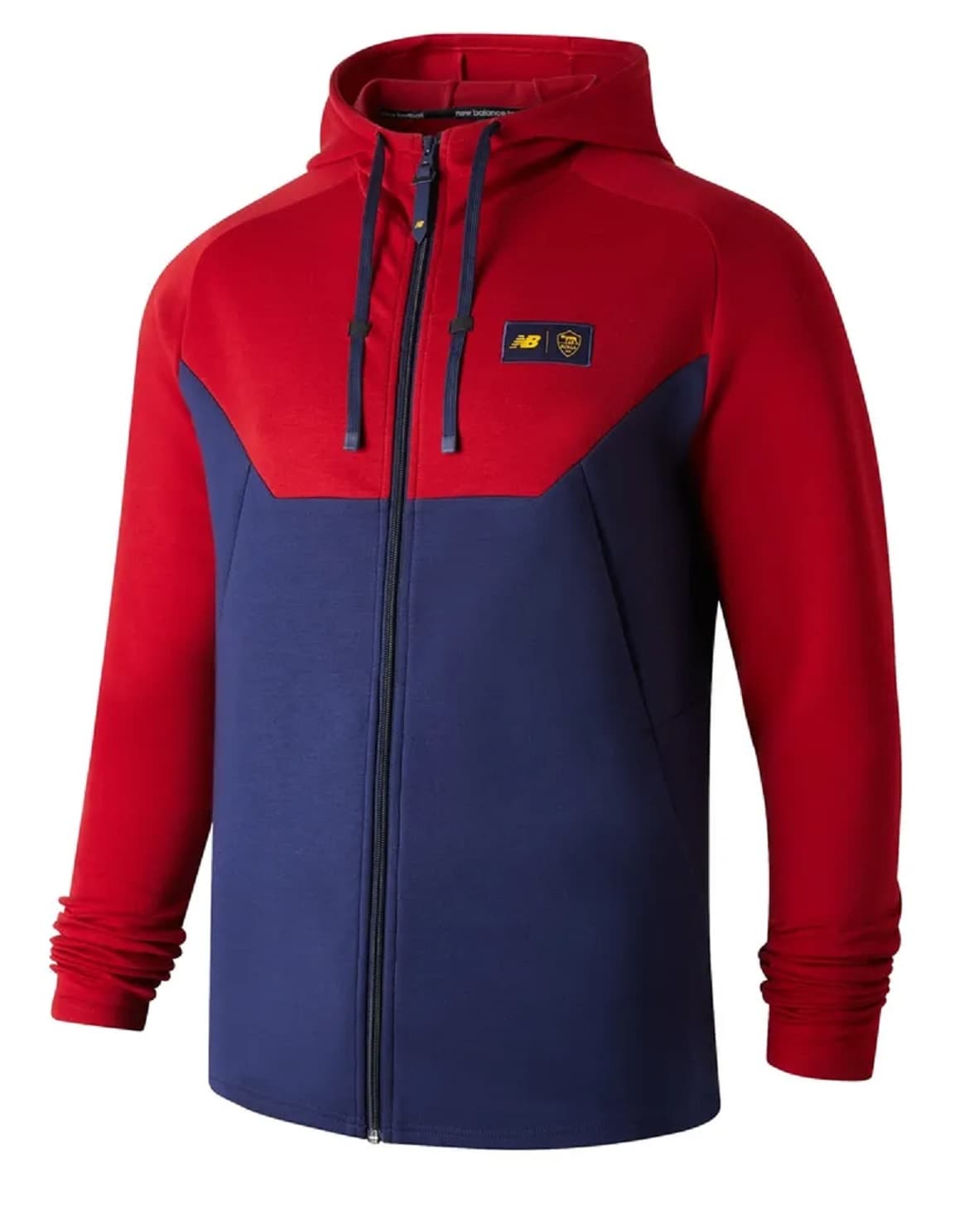 AS ROMA FELPA CAPPUCCIO ZIP ROSSO-BLU 2022-23