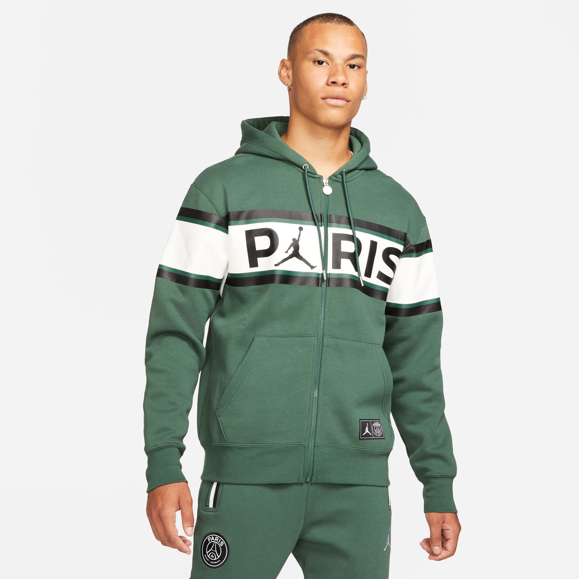 PSG FELPA CAPPUCCIO ZIP JORDAN VERDE 2021-22