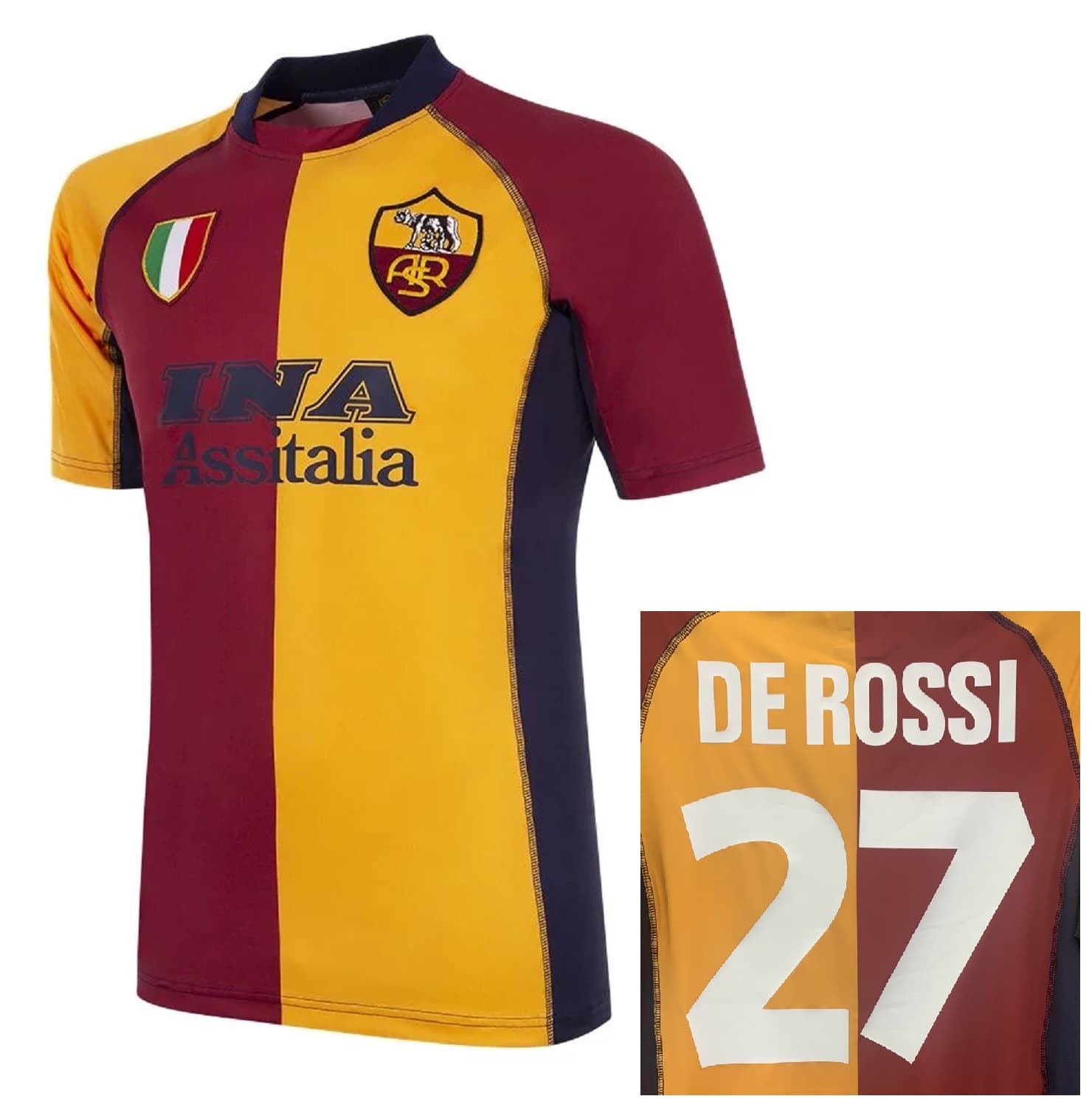 AS ROMA RETRO MAGLIA DE ROSSI CHAMPIONS LEAGUE STORICA 2001-02