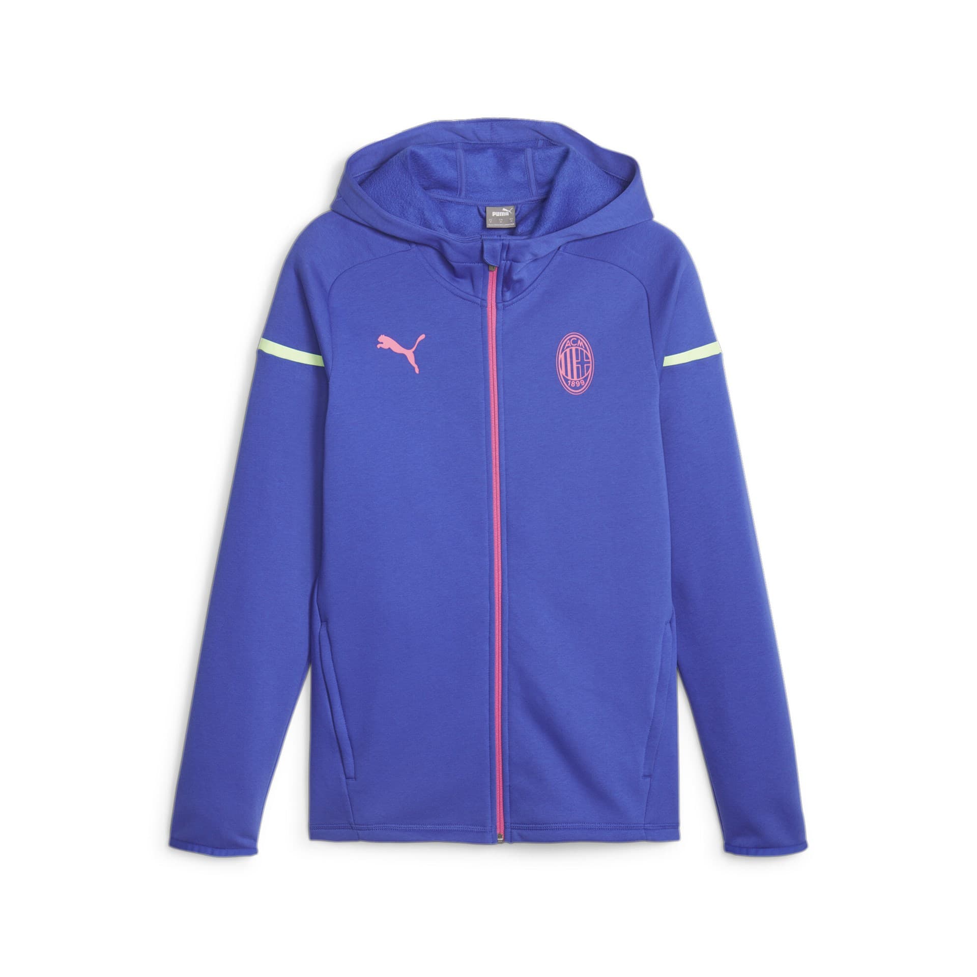 AC MILAN FELPA CAPPUCCIO ZIP BLU CASUAL 2023-24