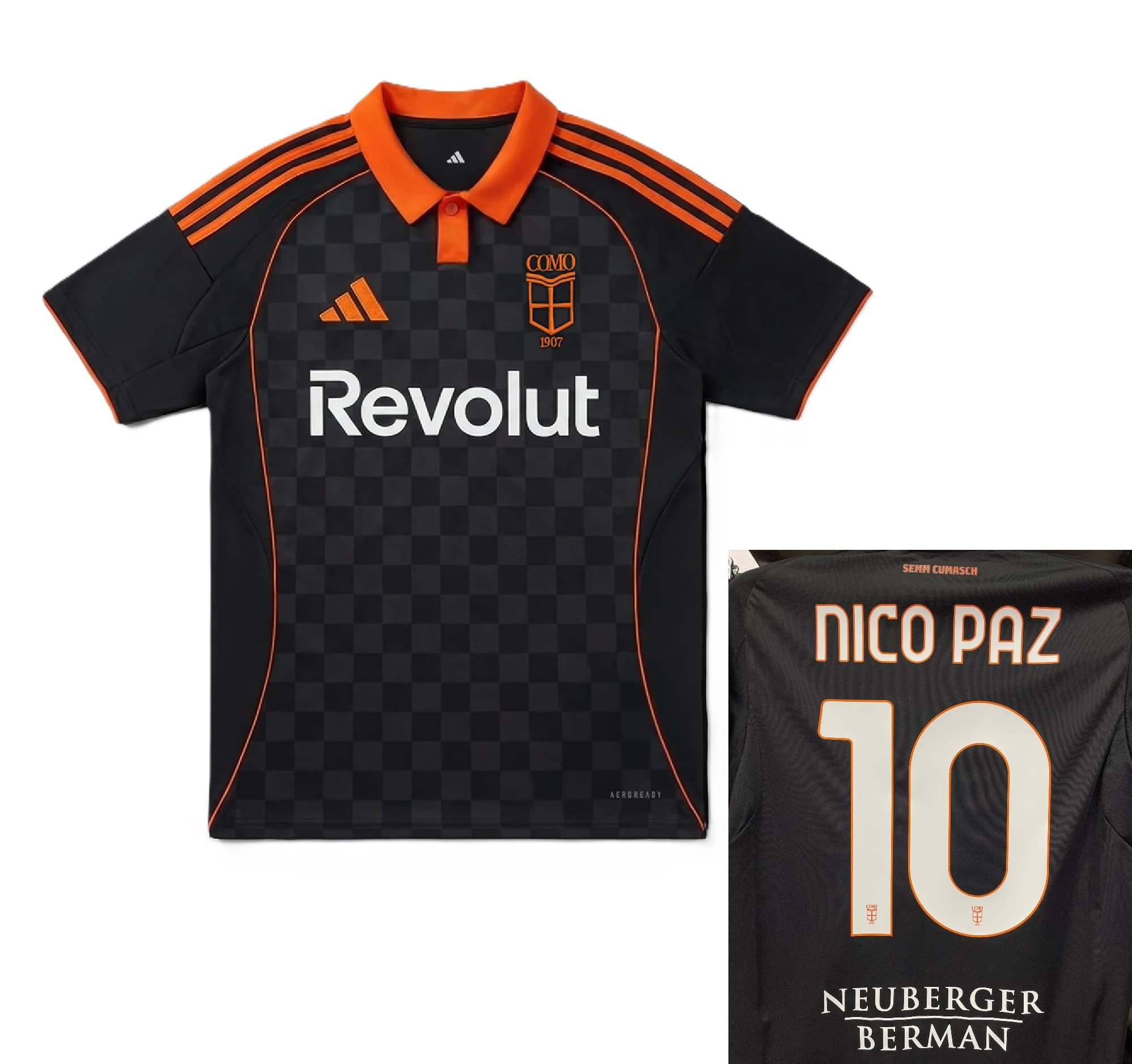 COMO NICO PAZ 3RD BLACK SHIRT 2025-26 - Image 1