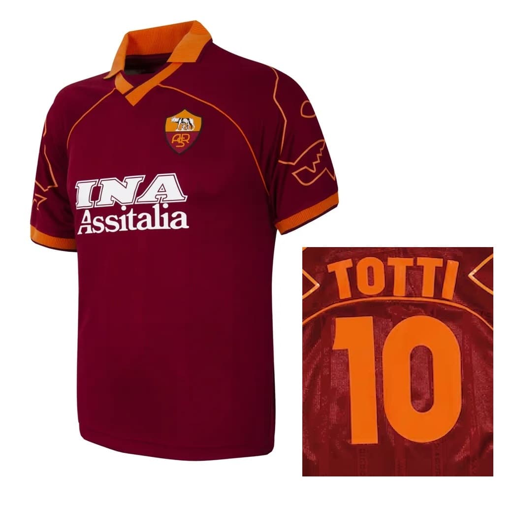 AS ROMA MAGLIA TOTTI RETRO VINTAGE HOME 1999-2000