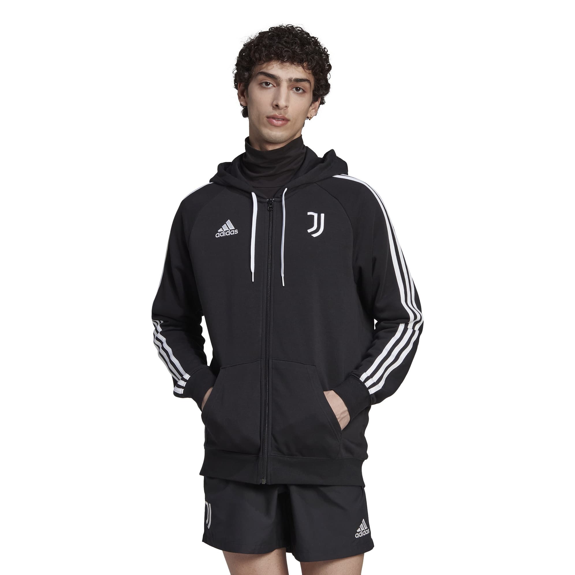 JUVENTUS FELPA CAPPUCCIO ZIP NERA 2022-23