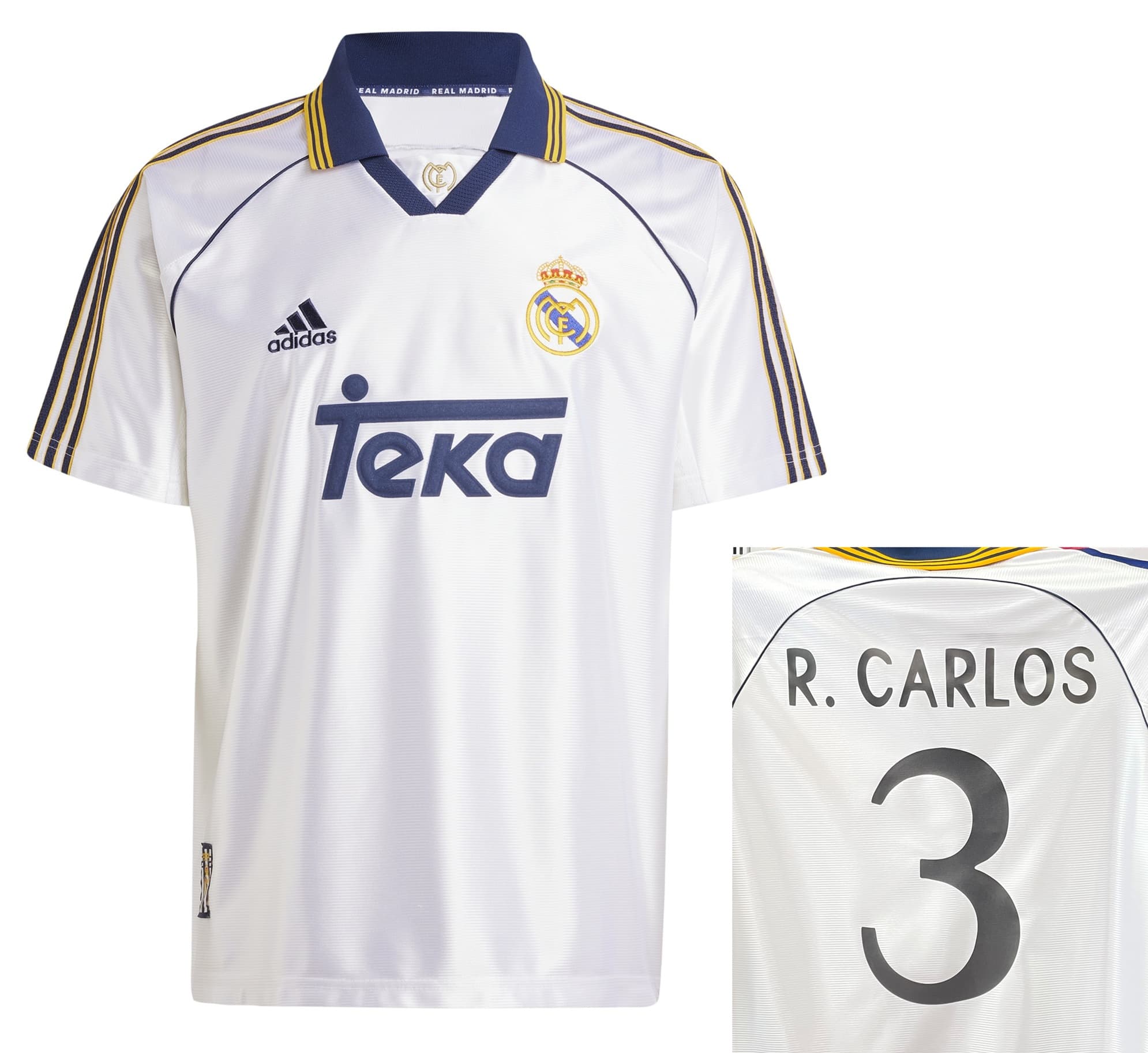 REAL MADRID MAGLIA ROBERTO CARLOS RETRO VINTAGE HOME 1999-2000