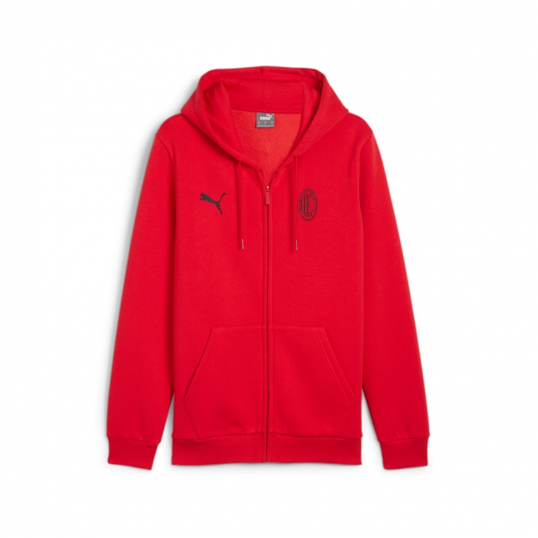 AC MILAN HOODY FULL ZIP RED SWEAT 2024-25