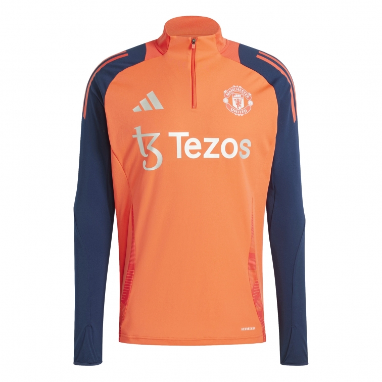 MANCHESTER UNITED FELPA ALLENAMENTO ARANCIO 1/4 ZIP 2024-25