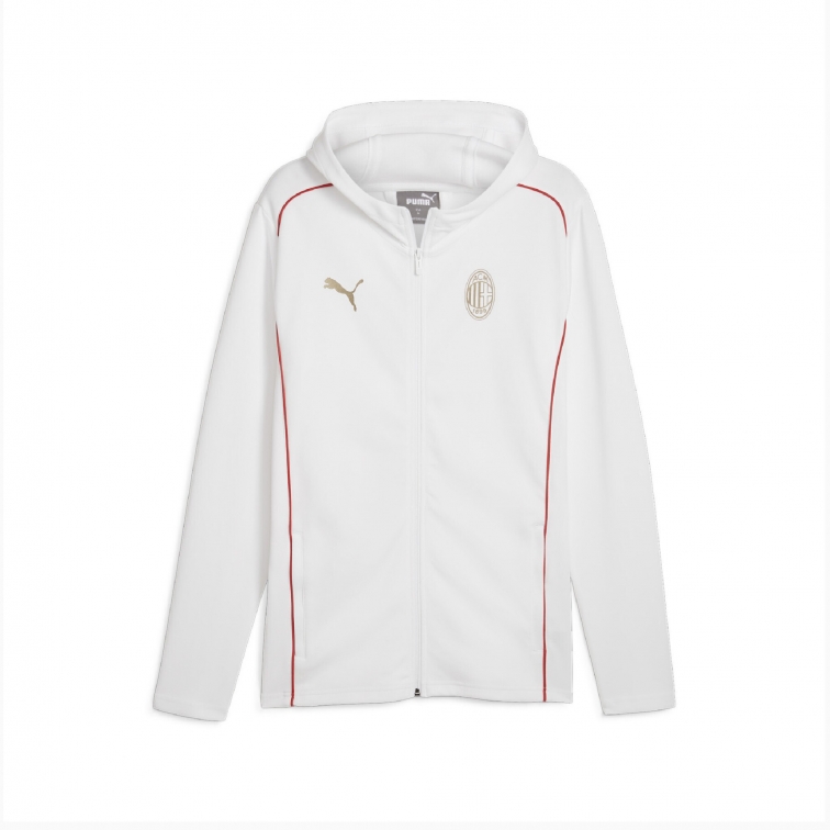 AC MILAN FELPA CAPPUCCIO ZIP BIANCA CASUAL 2024-25