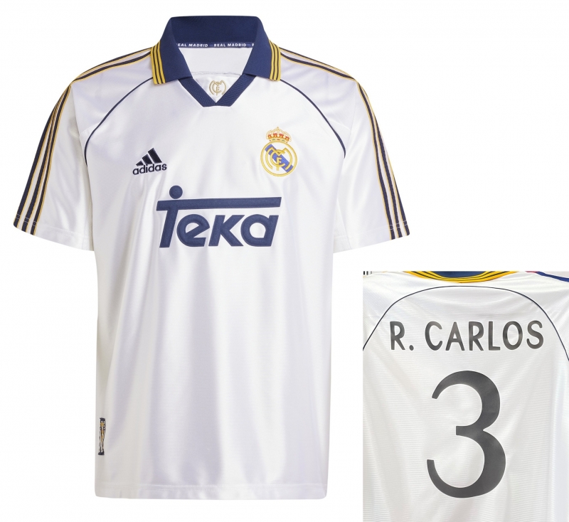 REAL MADRID ROBERTO CARLOS RETRO VINTAGE HOME SHIRT 1999-2000