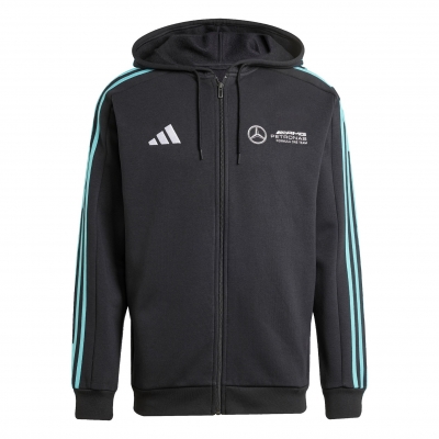 MERCEDES FELPA CAPPUCCIO ZIP NERA ADIDAS