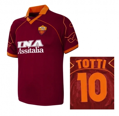 AS ROMA MAGLIA TOTTI RETRO VINTAGE HOME 1999-2000