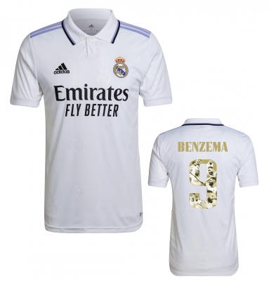 REAL MADRID BENZEMA GOLD SHIRT 2022-23